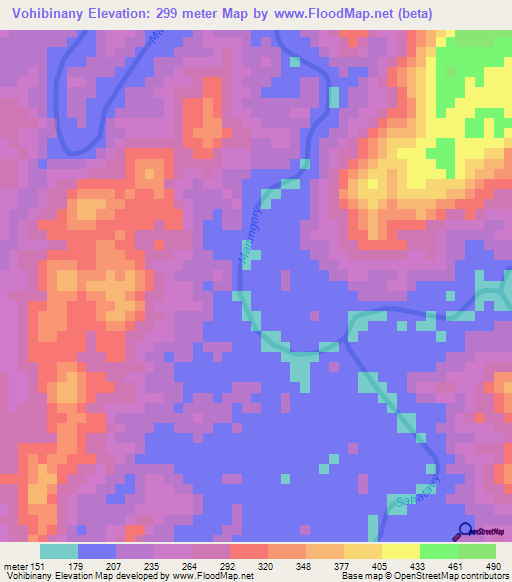 Vohibinany,Madagascar Elevation Map