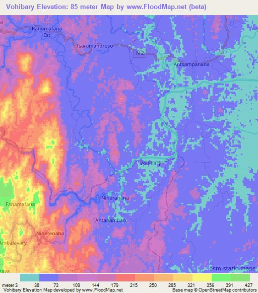 Vohibary,Madagascar Elevation Map