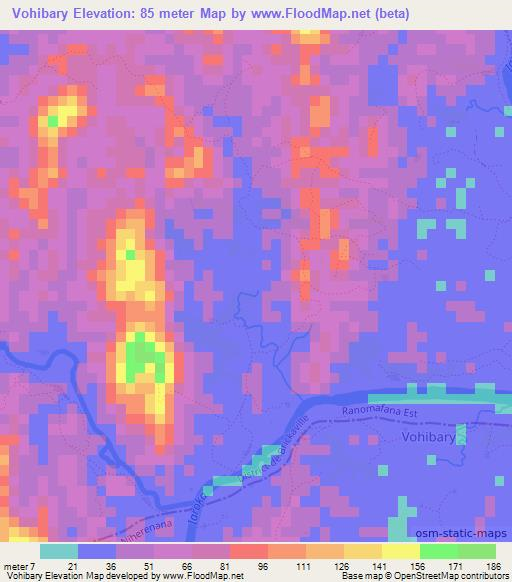 Vohibary,Madagascar Elevation Map