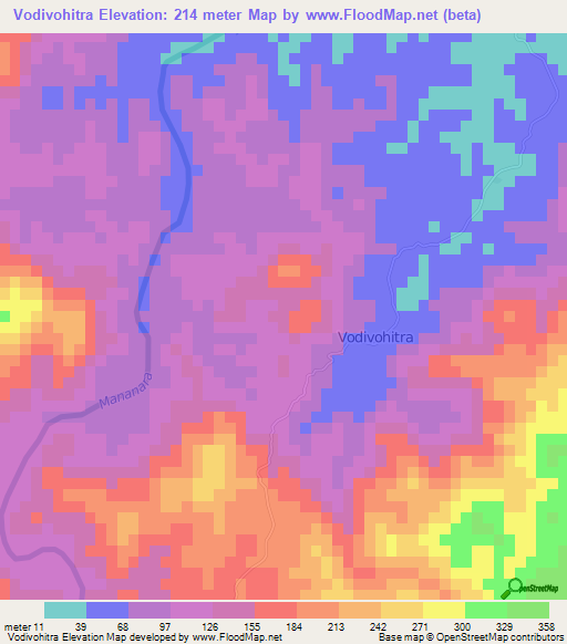 Vodivohitra,Madagascar Elevation Map