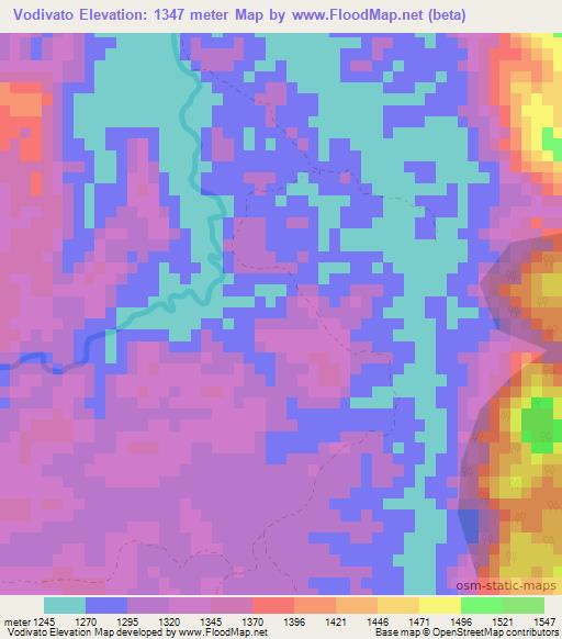 Vodivato,Madagascar Elevation Map