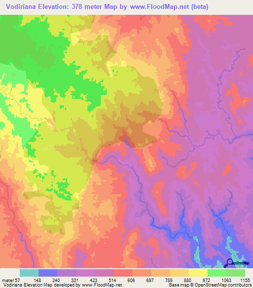 Vodiriana,Madagascar Elevation Map