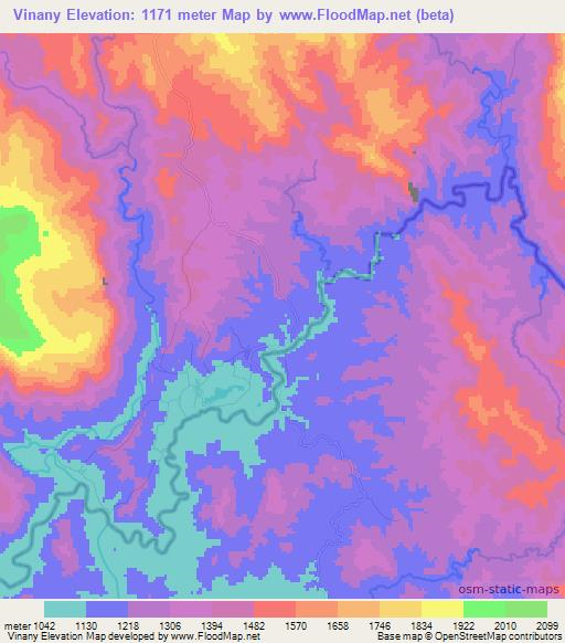 Vinany,Madagascar Elevation Map
