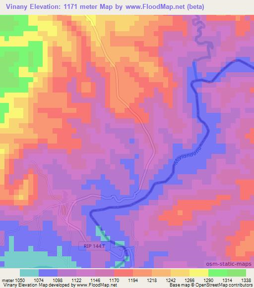 Vinany,Madagascar Elevation Map