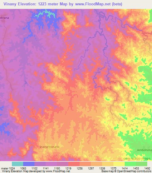 Vinany,Madagascar Elevation Map