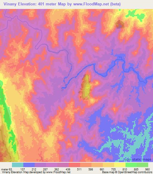 Vinany,Madagascar Elevation Map