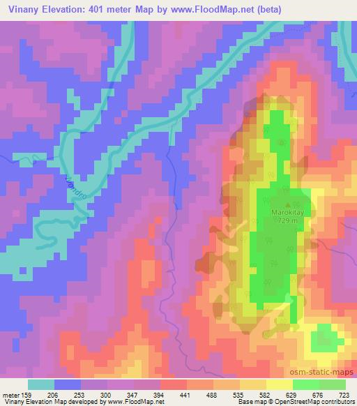 Vinany,Madagascar Elevation Map