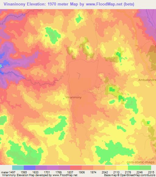 Vinaninony,Madagascar Elevation Map