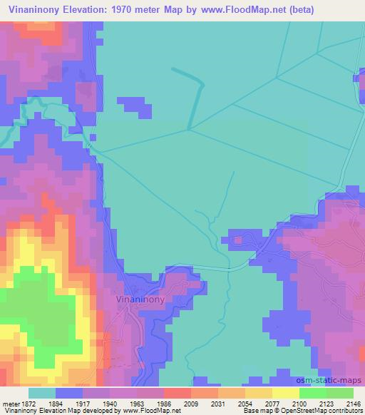Vinaninony,Madagascar Elevation Map