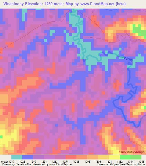 Vinaninony,Madagascar Elevation Map