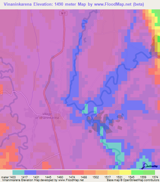 Vinaninkarena,Madagascar Elevation Map