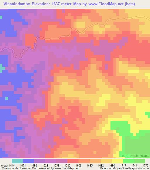 Vinanindambo,Madagascar Elevation Map