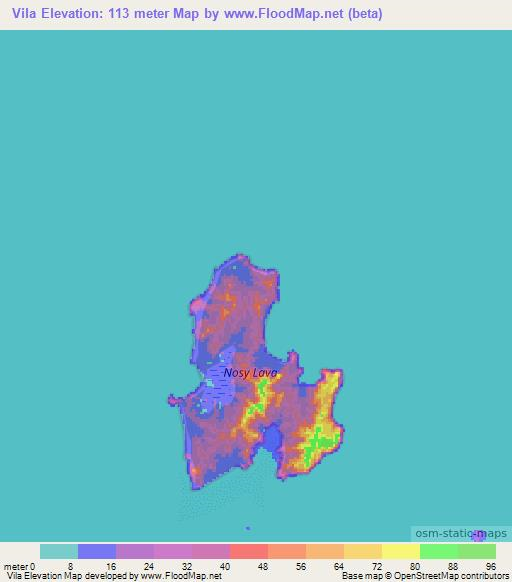 Vila,Madagascar Elevation Map