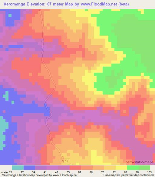 Veromanga,Madagascar Elevation Map