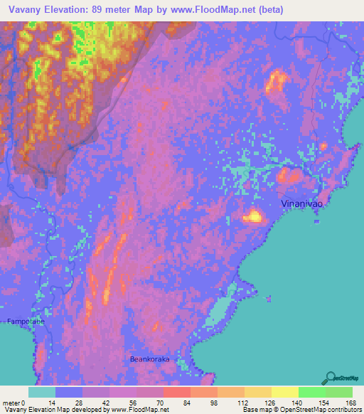 Vavany,Madagascar Elevation Map