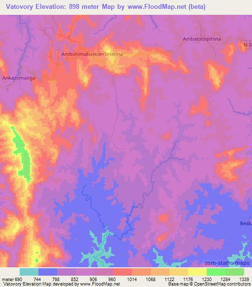 Vatovory,Madagascar Elevation Map
