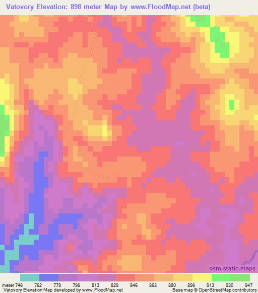 Vatovory,Madagascar Elevation Map