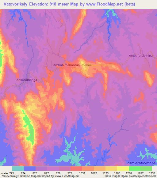 Vatovorikely,Madagascar Elevation Map