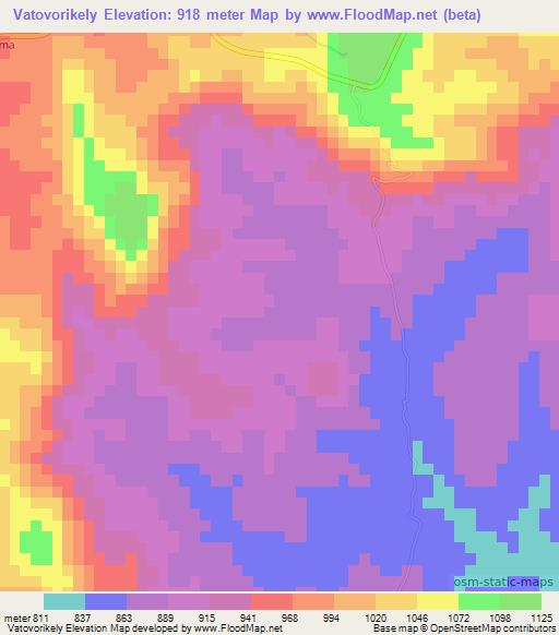 Vatovorikely,Madagascar Elevation Map