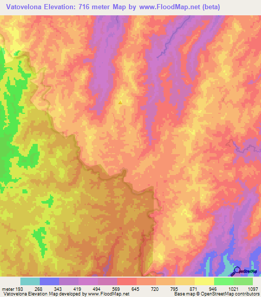 Vatovelona,Madagascar Elevation Map