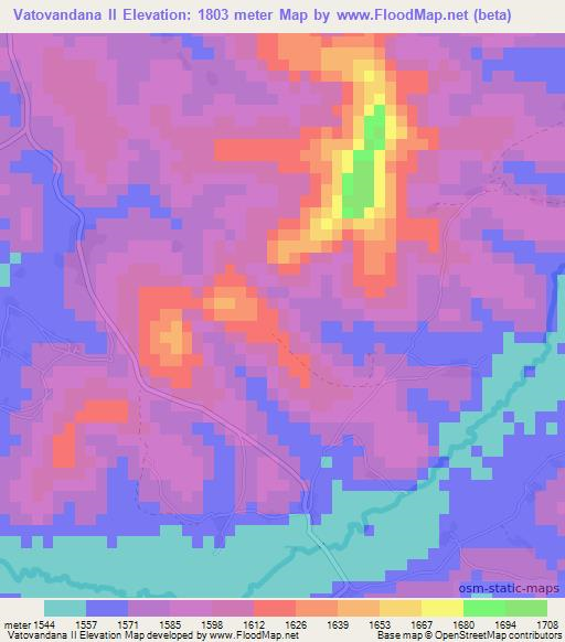 Vatovandana II,Madagascar Elevation Map