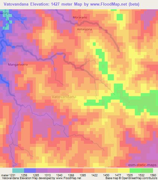 Vatovandana,Madagascar Elevation Map