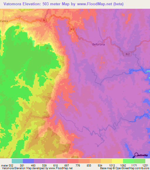 Vatomora,Madagascar Elevation Map