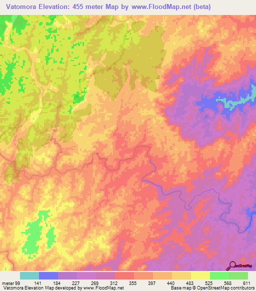 Vatomora,Madagascar Elevation Map