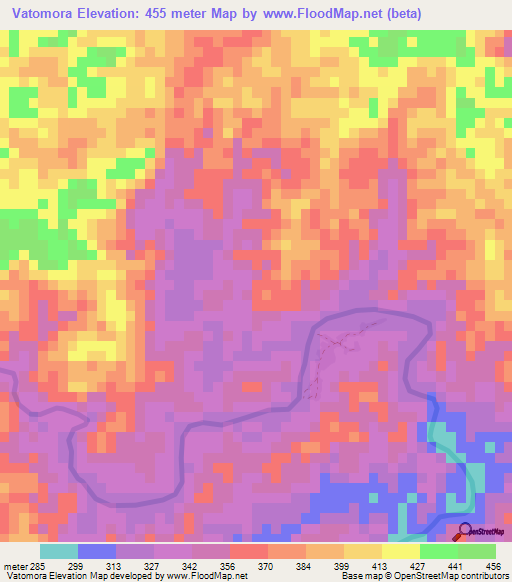 Vatomora,Madagascar Elevation Map