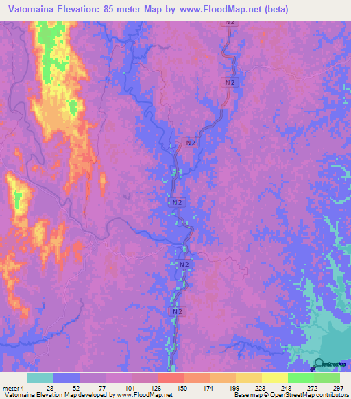 Vatomaina,Madagascar Elevation Map
