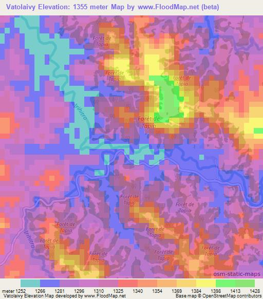 Vatolaivy,Madagascar Elevation Map