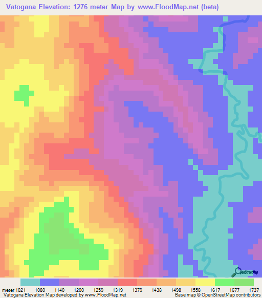 Vatogana,Madagascar Elevation Map