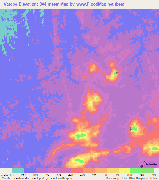 Vatobe,Madagascar Elevation Map
