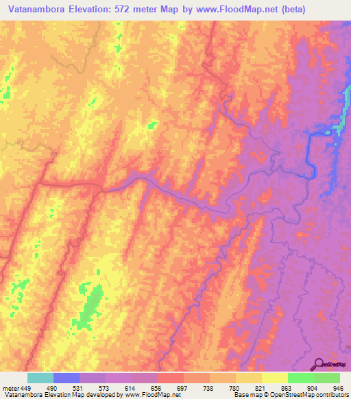 Vatanambora,Madagascar Elevation Map
