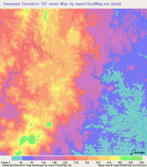 Vasavasa,Madagascar Elevation Map