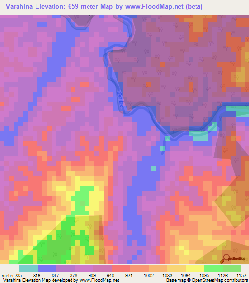 Varahina,Madagascar Elevation Map
