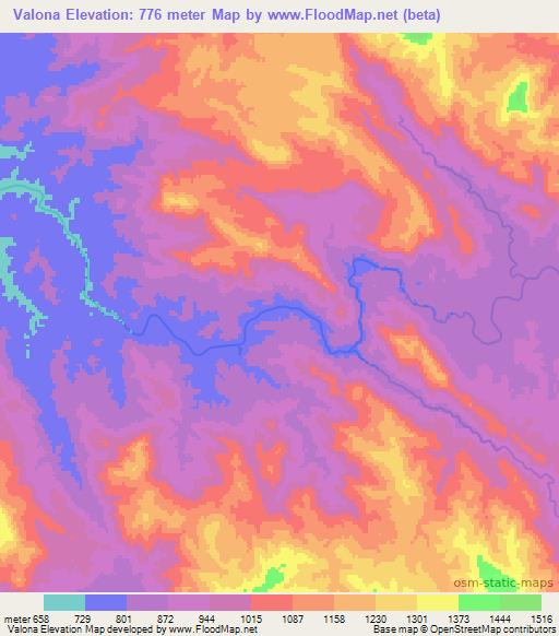 Valona,Madagascar Elevation Map