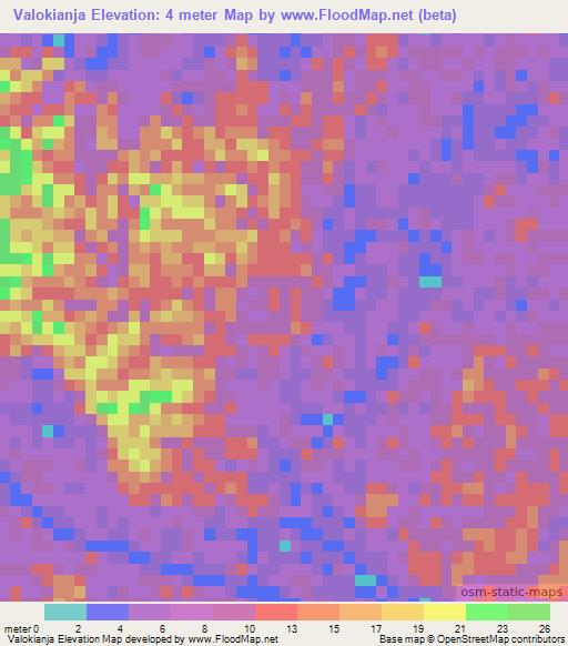 Valokianja,Madagascar Elevation Map