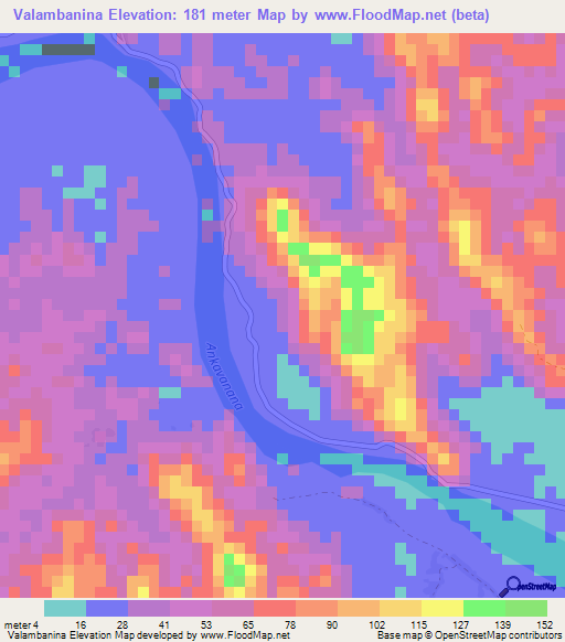 Valambanina,Madagascar Elevation Map