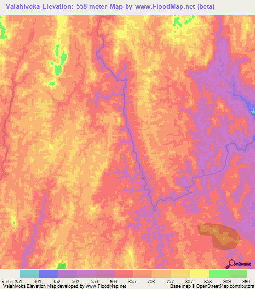 Valahivoka,Madagascar Elevation Map