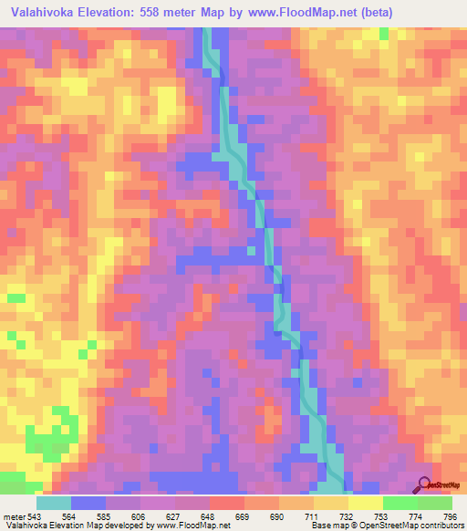 Valahivoka,Madagascar Elevation Map