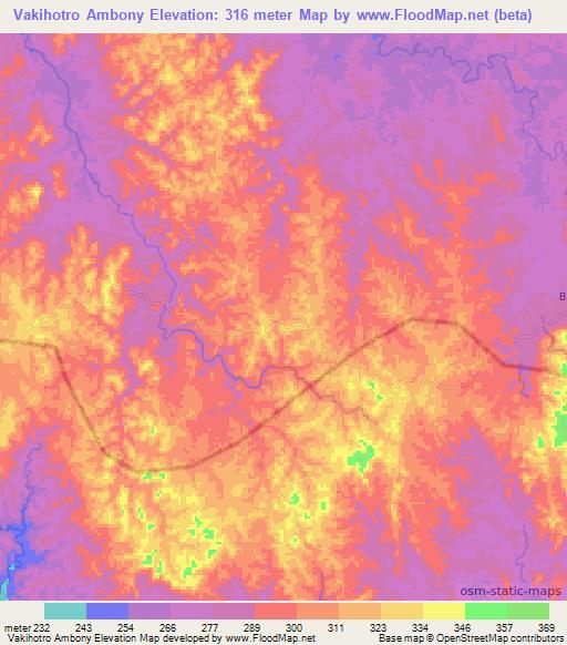 Vakihotro Ambony,Madagascar Elevation Map