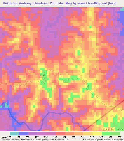 Vakihotro Ambony,Madagascar Elevation Map