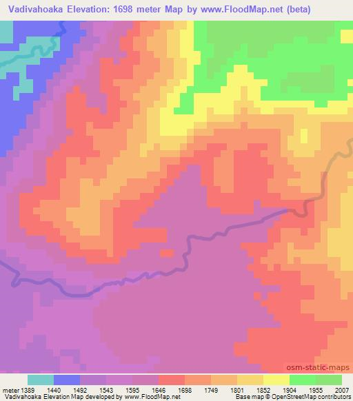 Vadivahoaka,Madagascar Elevation Map