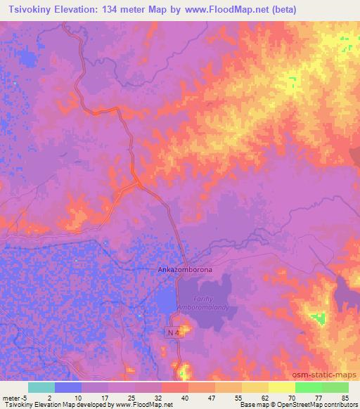 Tsivokiny,Madagascar Elevation Map
