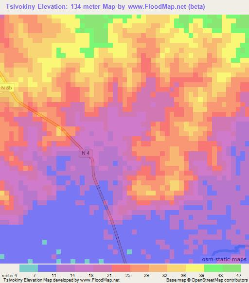 Tsivokiny,Madagascar Elevation Map