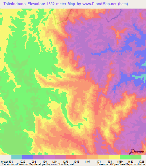 Tsitsindrano,Madagascar Elevation Map