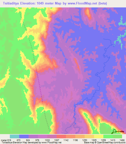 Tsitiaditya,Madagascar Elevation Map
