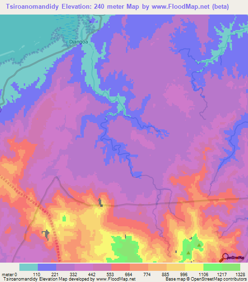 Tsiroanomandidy,Madagascar Elevation Map