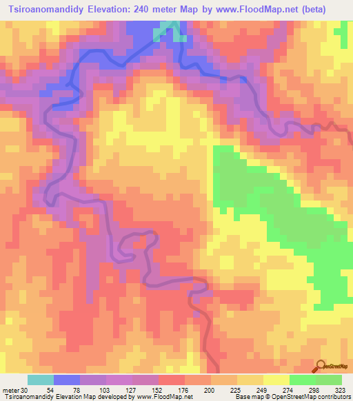 Tsiroanomandidy,Madagascar Elevation Map